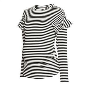 H&M Maternity Black White Striped LongSleeve Shirt